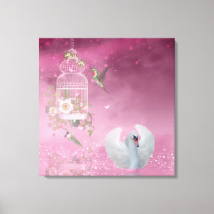 Hummingbird and Swan Canvas Print
