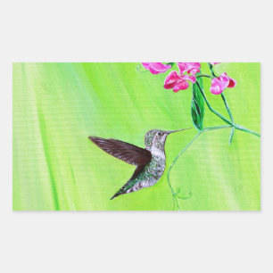 Hummingbird and Sweet Peas Painting Sticker