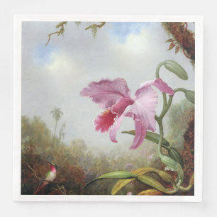 Hummingbird and Two Types of Orchids  Napkin