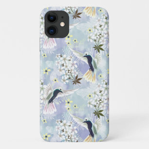 Hummingbird and white flowers iPhone 11 case