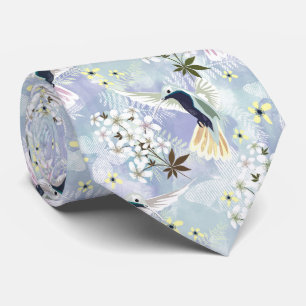 Hummingbird and white flowers tie