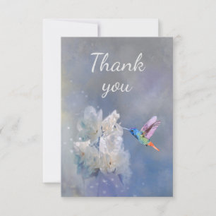 Hummingbird and white garden flower Thank You Card