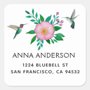 Hummingbird and Wild Rose Address Label