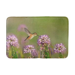 Hummingbird and Wildflowers Bath Mat
