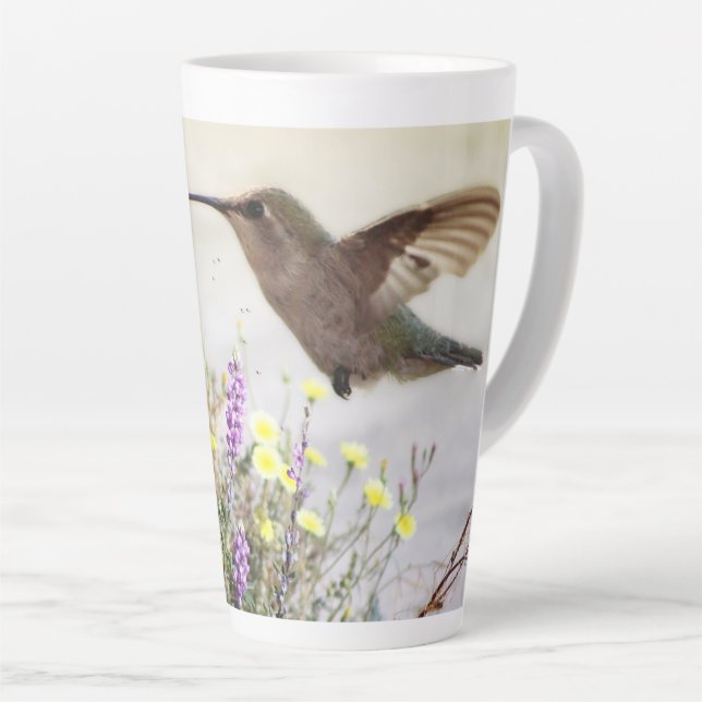 Hummingbird and Wildflowers Digital Art Coffee Mug (Right Angle)