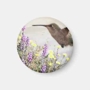 Hummingbird and Wildflowers Digital Art Magnet