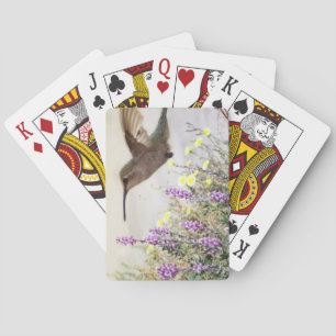 Hummingbird and Wildflowers Digital Art Playing Cards