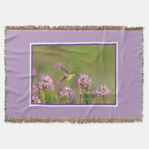 Hummingbird and Wildflowers Throw Blanket