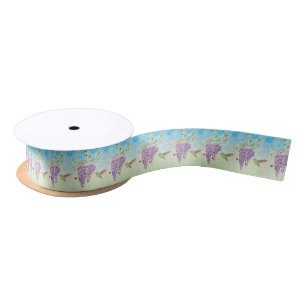 Hummingbird and Wisteria Painting Satin Ribbon