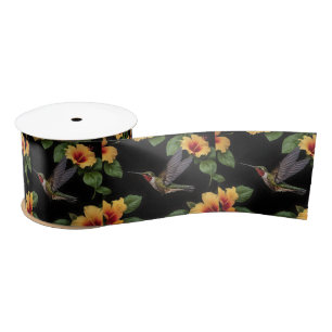 Hummingbird And Yellow Hibiscus, Satin Ribbon