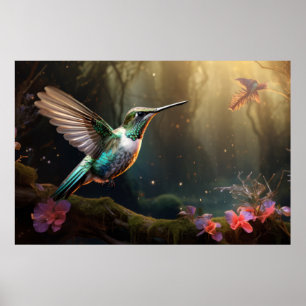 Hummingbird Animal Bird Wildlife Wilderness Art Poster