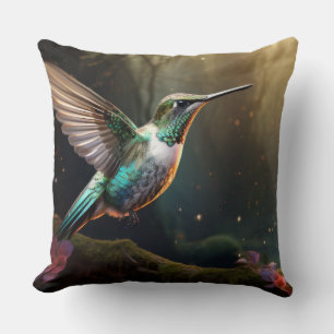 Hummingbird Animal Bird Wildlife Wilderness Art Throw Pillow