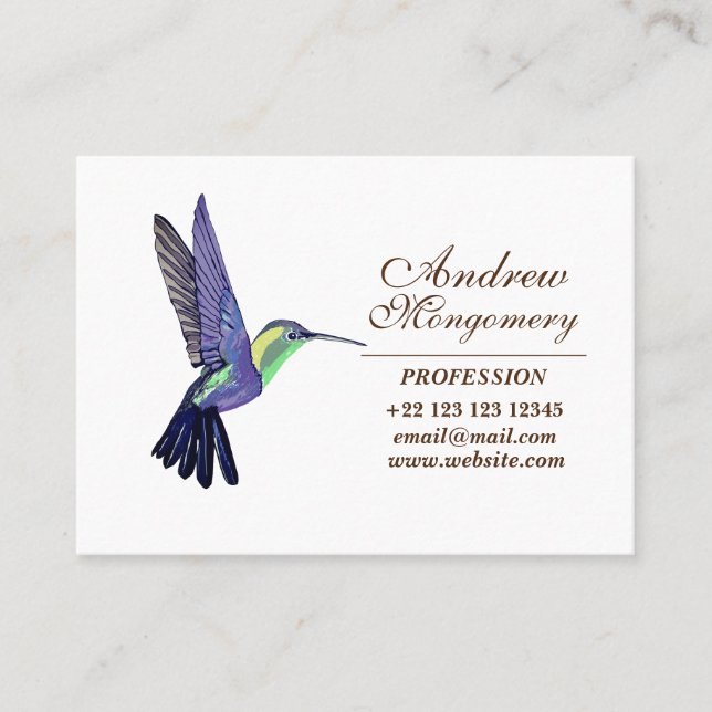 Hummingbird Art Custom Profesional Business Card (Front)