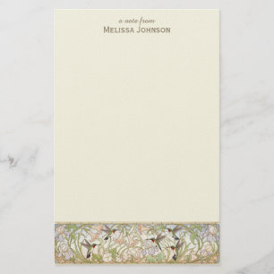 Hummingbird Art Nouveau Personalized Name Stationery