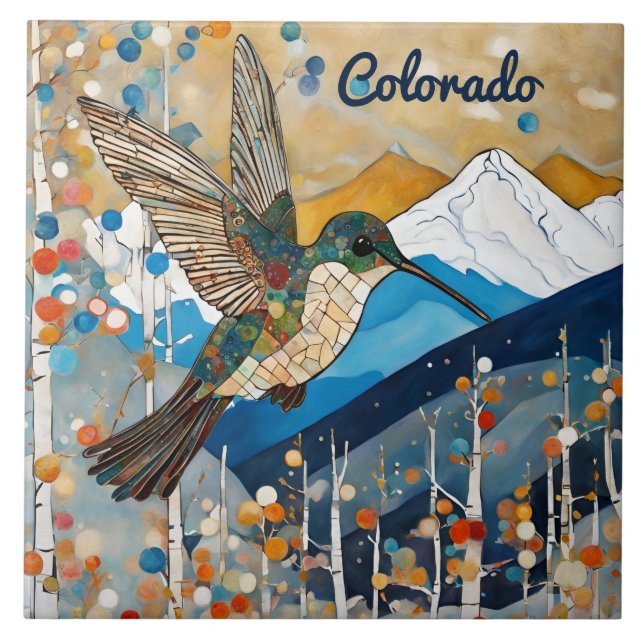 Hummingbird Art Nouveau  Tile (Front)
