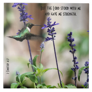 Hummingbird at Flower w/ Scripture Verse  Tile