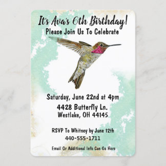 Hummingbird Ayre Party Invitation