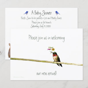 Hummingbird Baby Shower Invitation: gender neutral Invitation