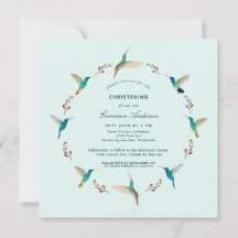 Hummingbird Baptism Invitation