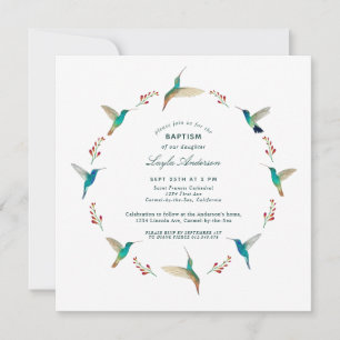 Hummingbird Baptism Invitation