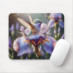 Hummingbird Bathing In An Iris Blossom Mouse Pad