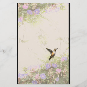 Hummingbird Bird Animal Wildlife Floral Stationery