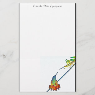 Hummingbird Bird Animal Wildlife Floral Stationery