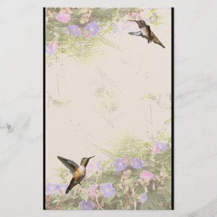 Hummingbird Bird Animal Wildlife Floral Stationery