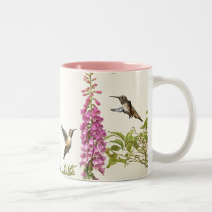 Hummingbird Bird Animal Wildlife Floral Two-Tone Coffee Mug