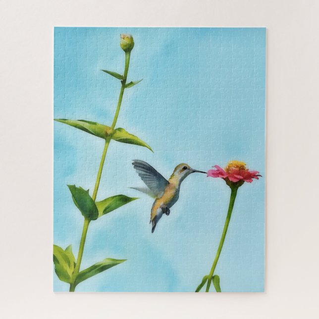 Hummingbird Bird Art Pretty Puzzle (Vertical)