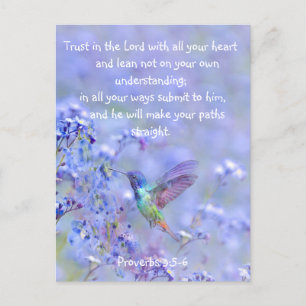 Hummingbird Bird Blue Garden Flower BibleScripture Postcard