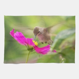 Hummingbird Bird Floral Animal Wildlife Flower Kitchen Towel