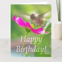 Hummingbird Bird Floral Birthday Big Greeting Card
