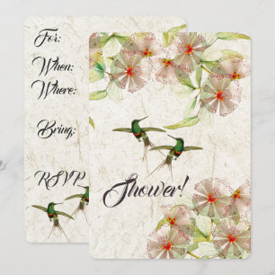 Hummingbird Bird Flower Shower Party Invitation