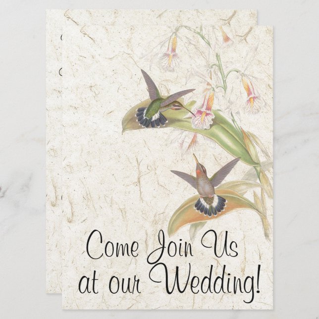 Hummingbird Bird Flowers Wedding Invitation (Front/Back)
