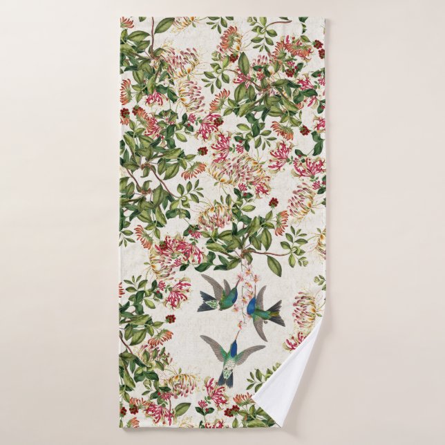 Hummingbird Bird Honeysuckle Flower Bath Towel Set (Bath Towel)