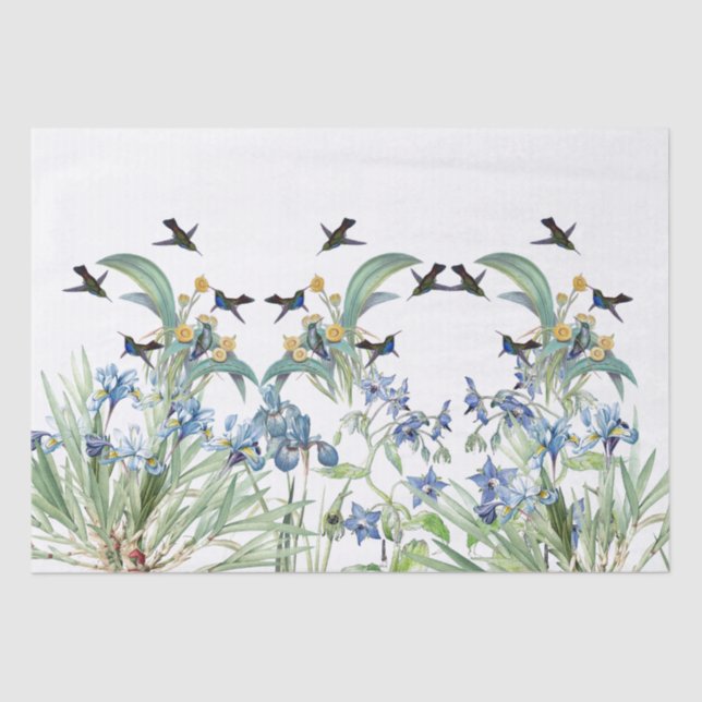 Hummingbird Bird Iris Starflower Flower Tissue Paper (Front)