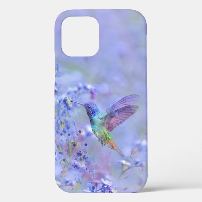 Hummingbird Bird & Soft Blue Garden Flowers  Case-Mate iPhone Case (Back)