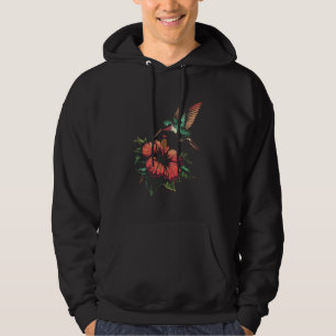 Hummingbird Bird Watching Hibiscus Flower Girl Pla Hoodie