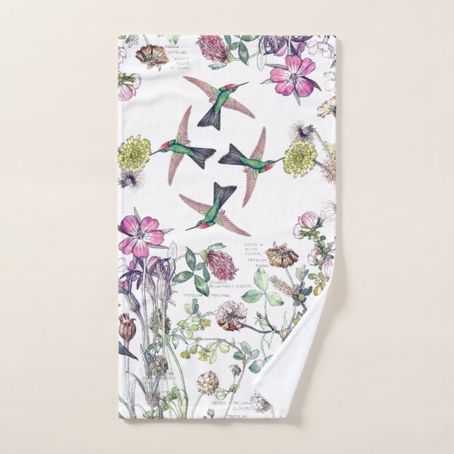 Hummingbird Bird Wildflower Flower Bath Towel Set (Hand Towel)