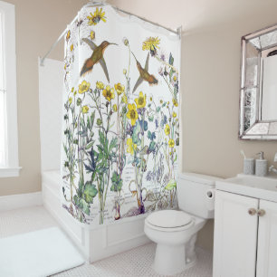 Hummingbird Bird Wildflower Flowers Shower Curtain
