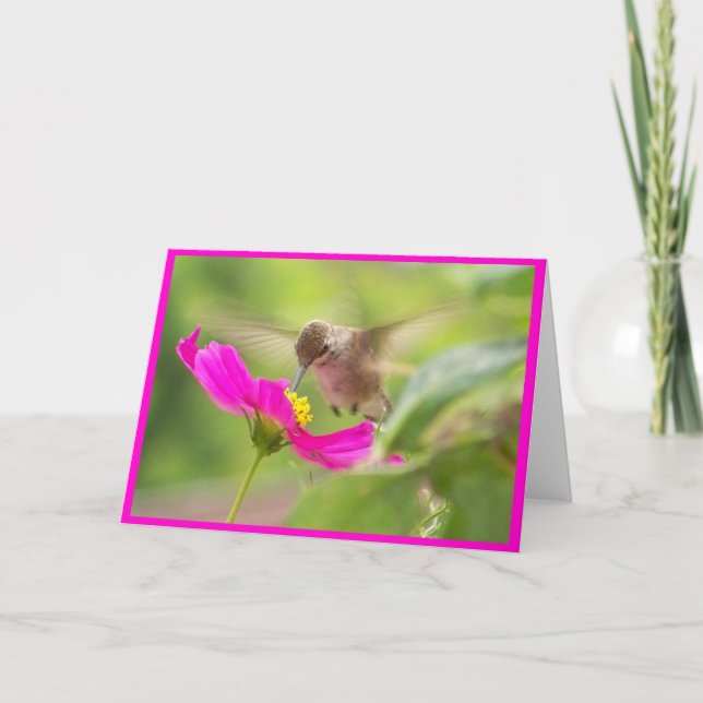 Hummingbird Bird Wildlife Animal Floral Card (Front)