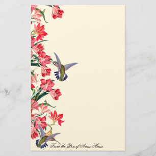Hummingbird Birds Amarylis Flowers Floral Stationery