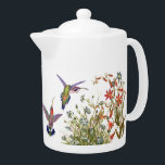 Hummingbird Birds Animals Floral Flower Garden<br><div class="desc">Darling collage of vintage botanical fine art of exotic tropical Hummingbird Birds by Gould,  and other vintage Flower Art,    is on this Teapot.  Image is public domain due to expired copyright.  Collage is by me.</div>