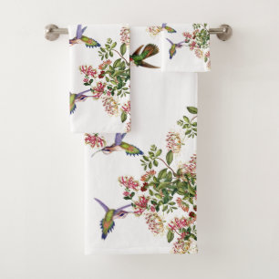 Hummingbird Birds Animals Flowers Bath Towel Set