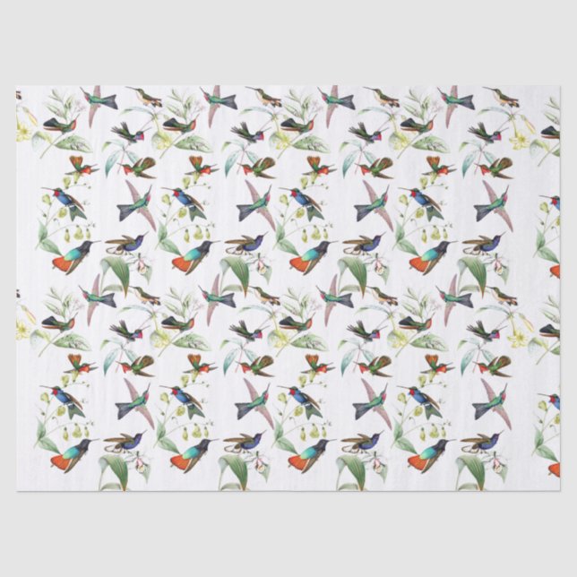 Hummingbird Birds Animals Flowers Tissue Paper (Front)