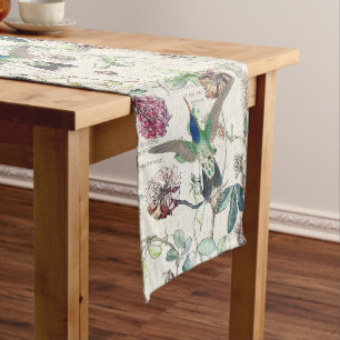Hummingbird Birds Clover Flowers Table Runner
