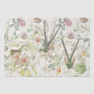 Hummingbird Birds Clover Flowers Tissue Paper