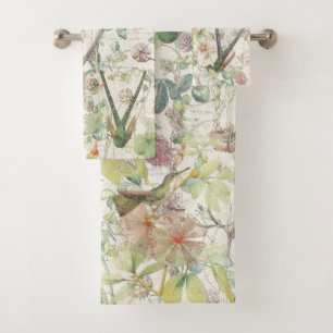 Hummingbird Birds Clover Wildflower Bath Towel Set