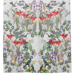 Hummingbird Birds Flower Garden Shower Curtain